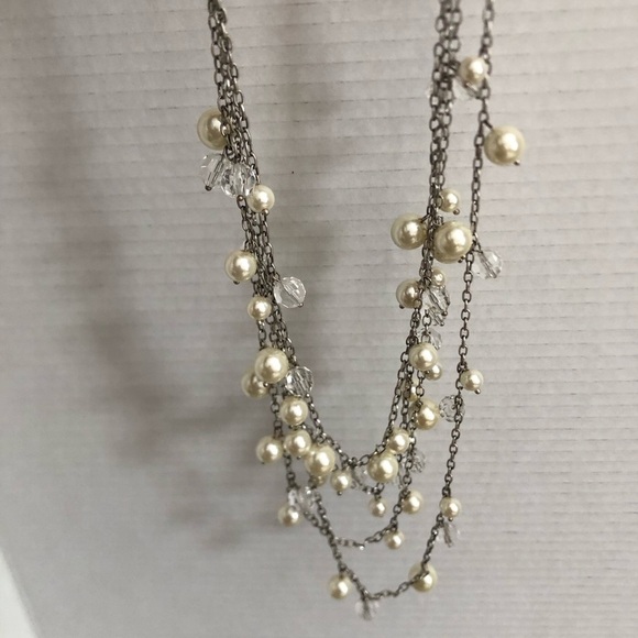 Multi-strand Silver and Pearl Necklace - Picture 8 of 10